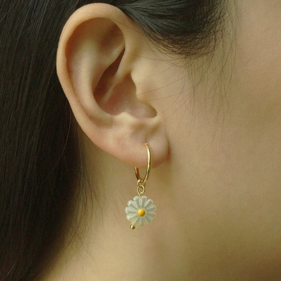 Bohemian Natural Stone Beads Hoop Earrings - Orchid Unique