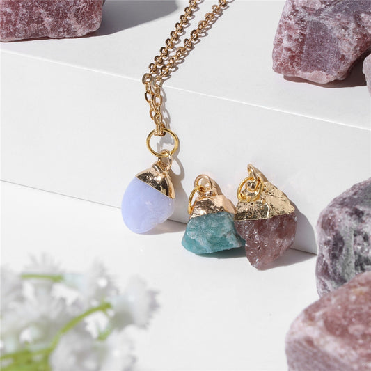 Irregular Mineral Stone Charm Necklace - Orchid Unique