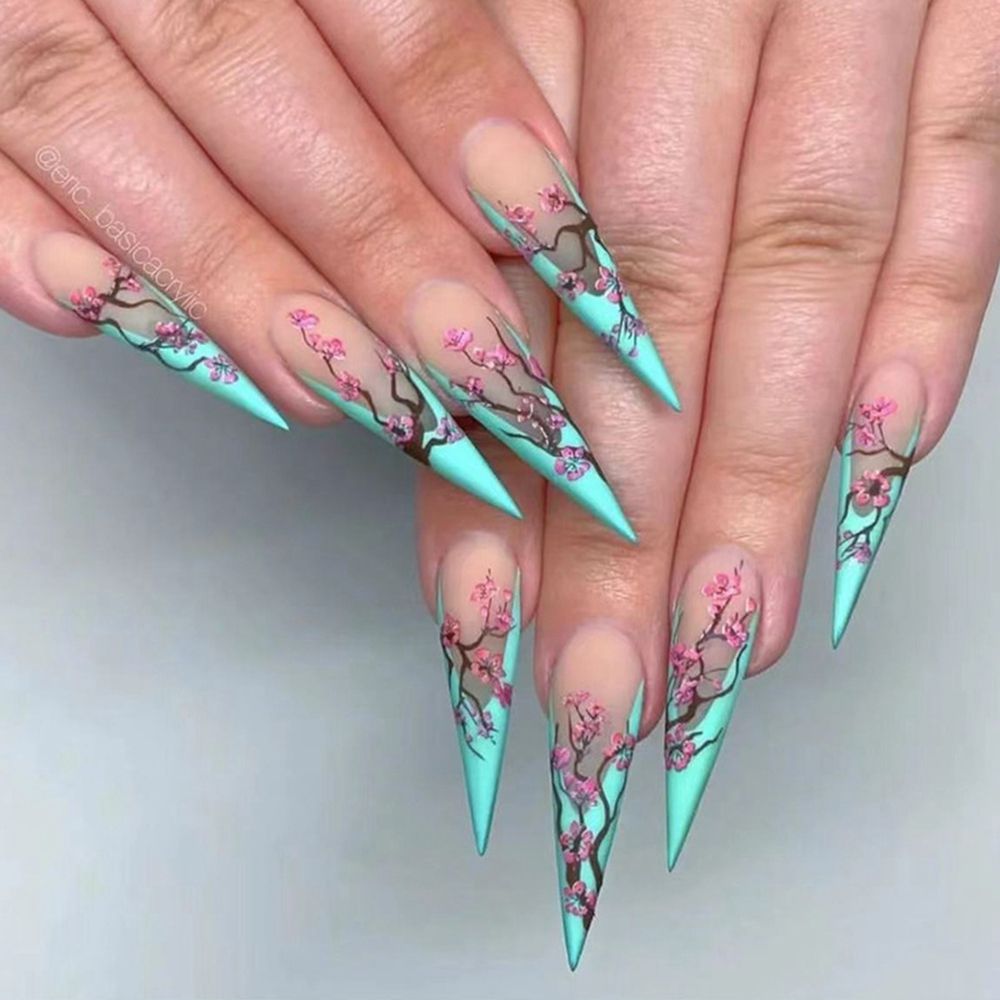 Long Stiletto False Nails - Orchid Unique