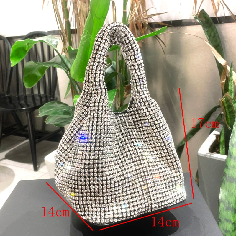 Shiny Crystal Clutch purse bucket Shoulder bag rhinestone Handmade purses and handbags luxury Designer Evening clutch Bag Purse - Orchid Unique