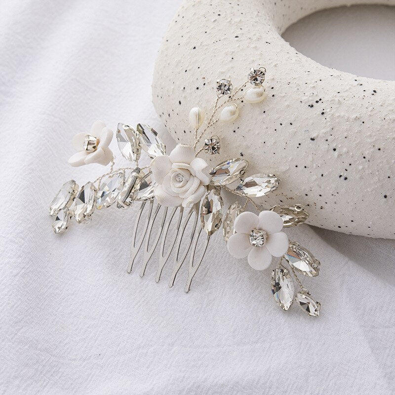 Wedding Hair Comb Pearl Hair Pins and Clips for Women Bride Rhinestone Headdress Bridal Hair Jewelry Accessories Fashion 2023 - Orchid Unique