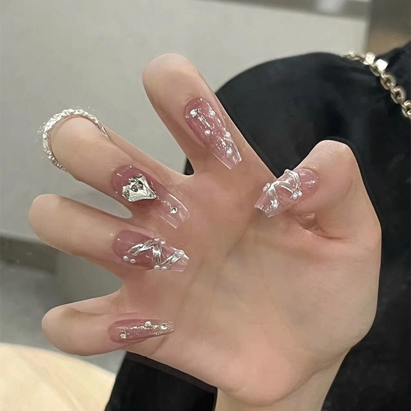 False Nails Coffin Almond Artificial Fake Nails - Orchid Unique
