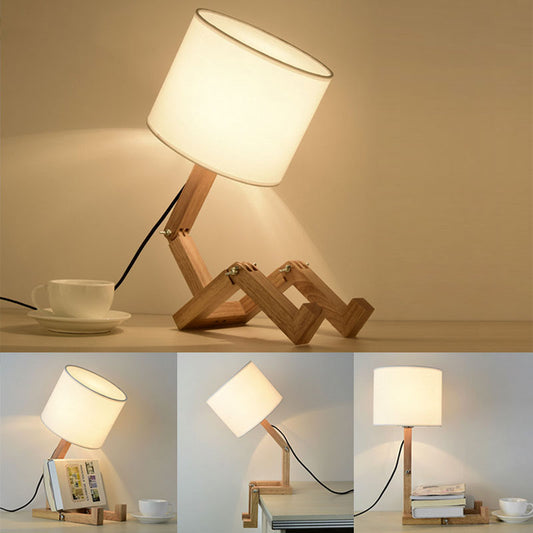 Robot Shape Wooden Table Lamp - Orchid Unique