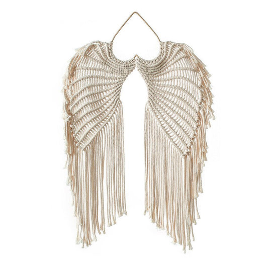 Boho Macrame Dreamcatcher Wall Tapestry with Angel Wing Design - Orchid Unique