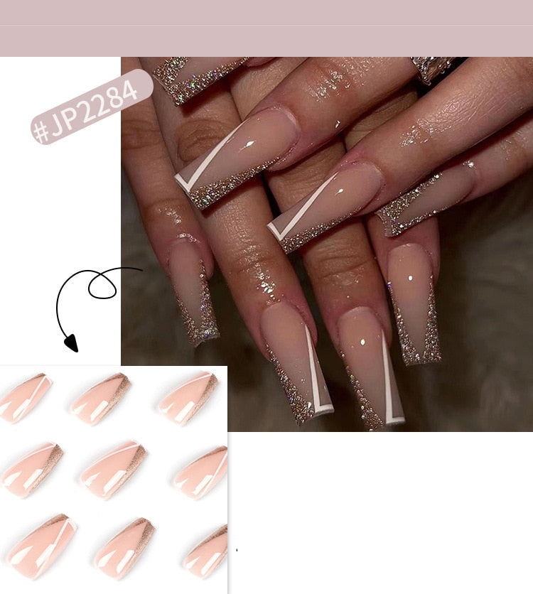 Long Coffin False Nails - Orchid Unique