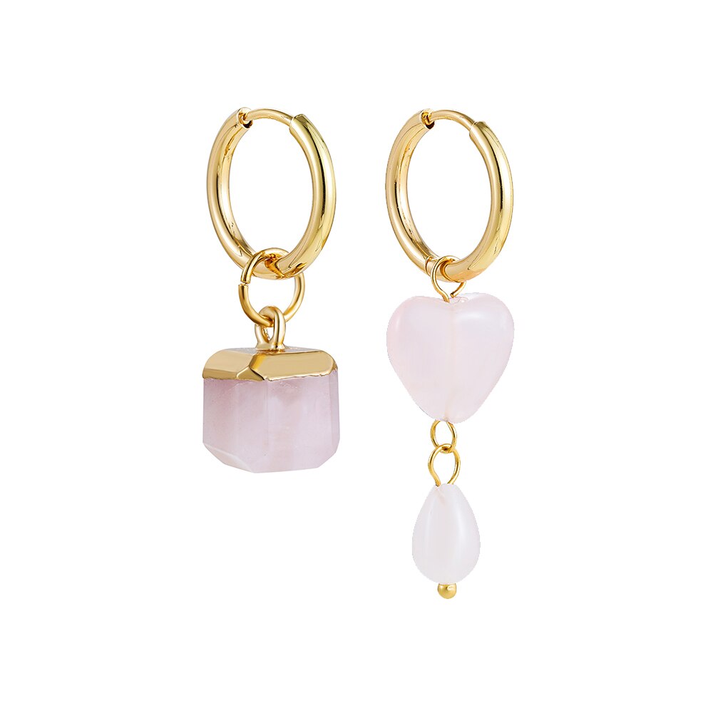 Bohemian Natural Stone Beads Hoop Earrings - Orchid Unique