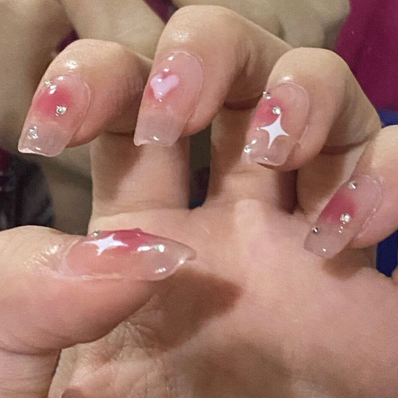 False Nails Coffin Almond Artificial Fake Nails - Orchid Unique