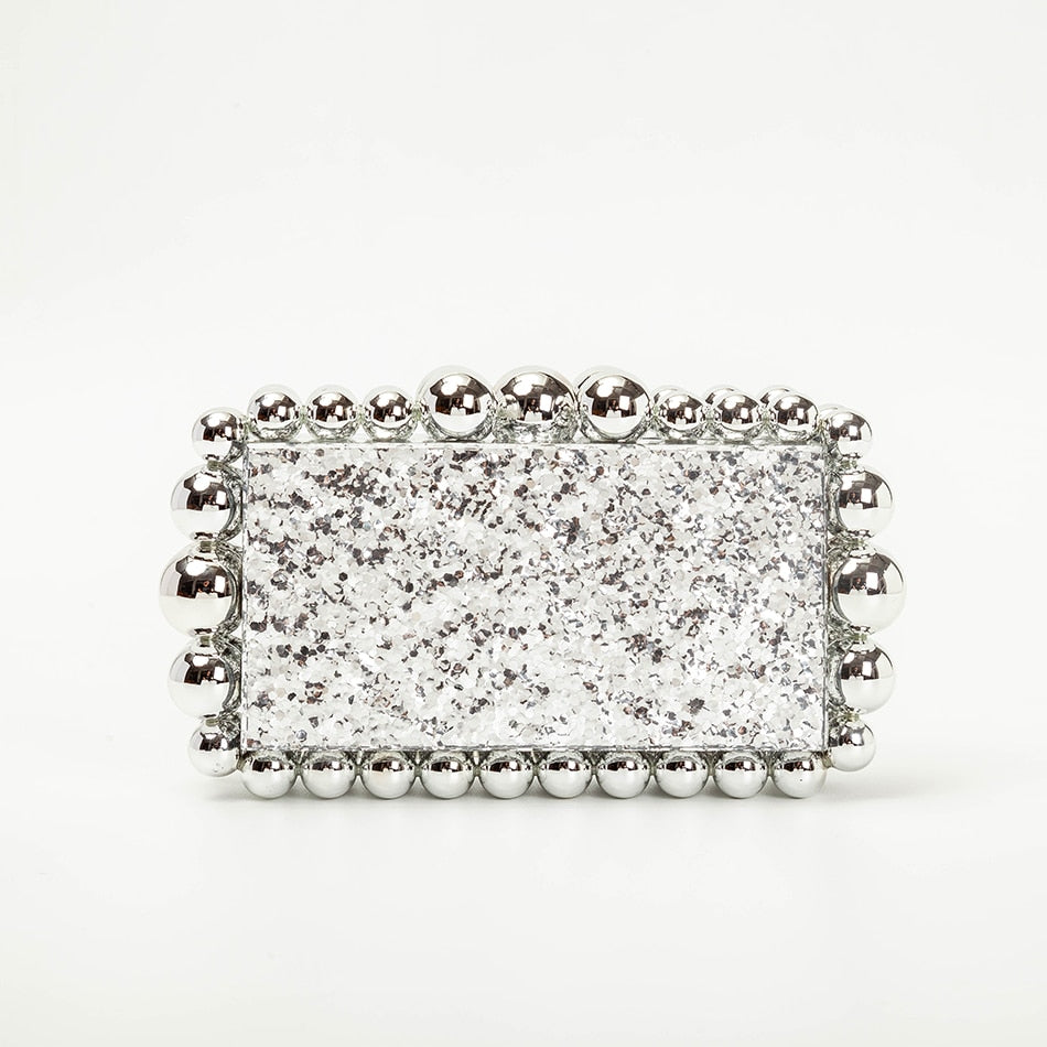 Women Clear Acrylic Box Evening Clutch Bags - Orchid Unique