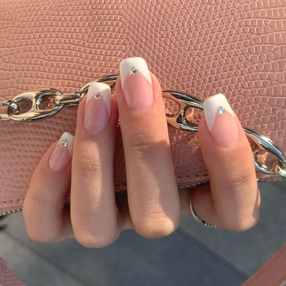 Rhinestone Design Artificial Nails - Orchid Unique