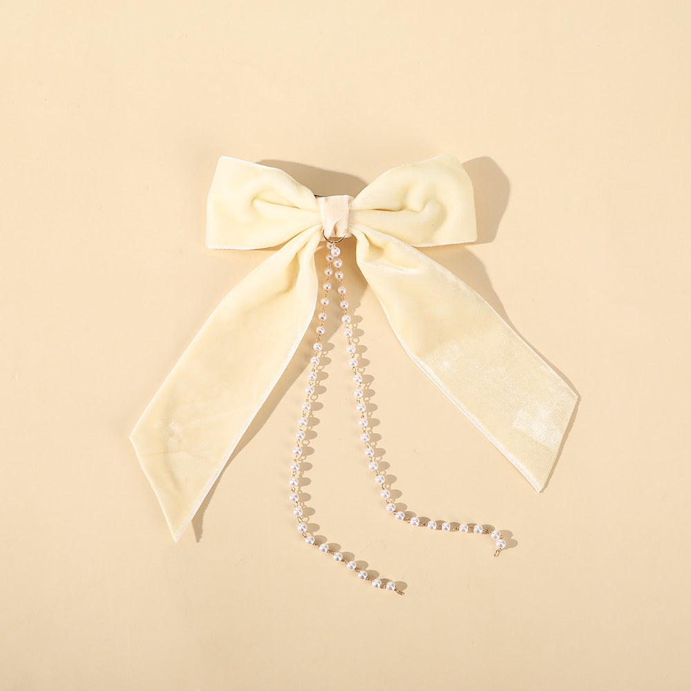 Vintage Bow Pearl Chain Hairpins - Orchid Unique