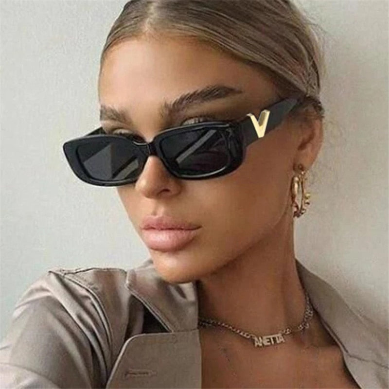 Retro Rectangle Sunglasses - Orchid Unique