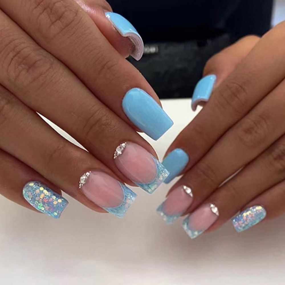 Wave Line Short Ballet French False Nails - Orchid Unique