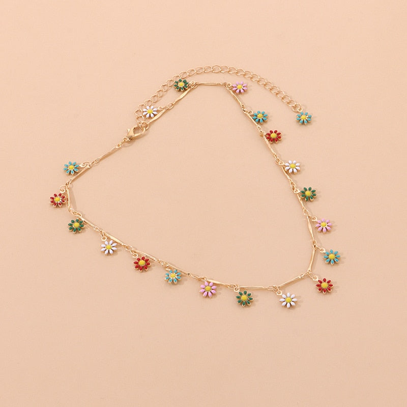 Handmade Colorful Daisy Necklace - Orchid Unique