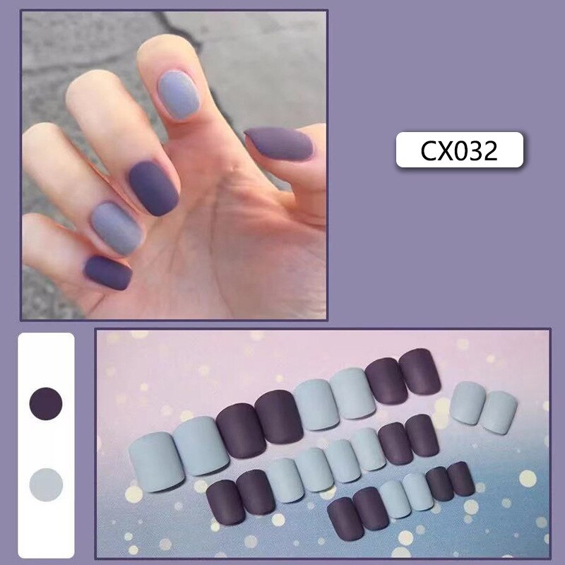 Short Reusable Fake Nails Press on - Orchid Unique