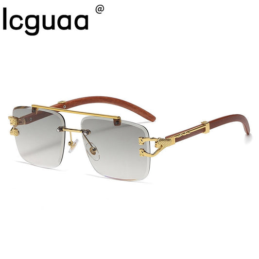 Retro Wood Printing Square Sunglasses - Orchid Unique