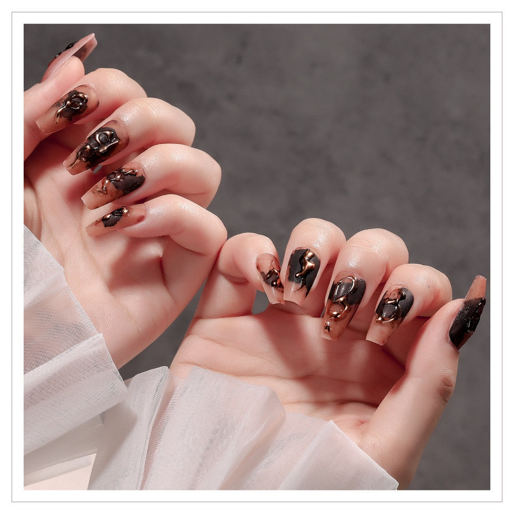 Ballet French Coffin False Nails - Orchid Unique