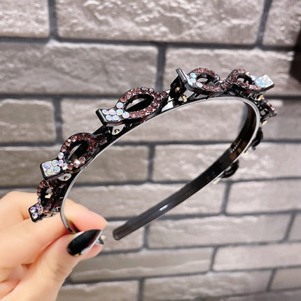 Fashion Pearl Non-Slip Rhinestone Hairbands Elastic Flower Women Hair Hoop Bands Headband Bezel Girls Hair Accessories Headdress - Orchid Unique