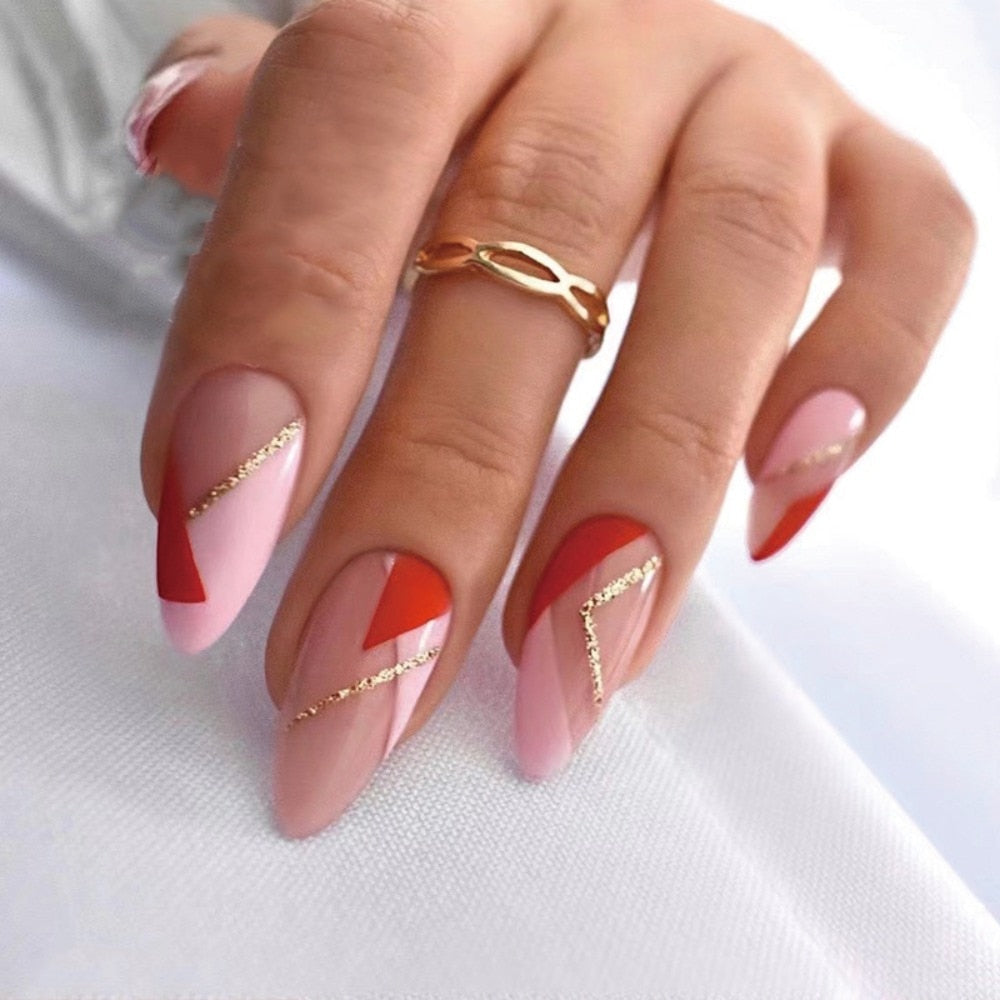 Almond Rhinestone False Nails - Orchid Unique