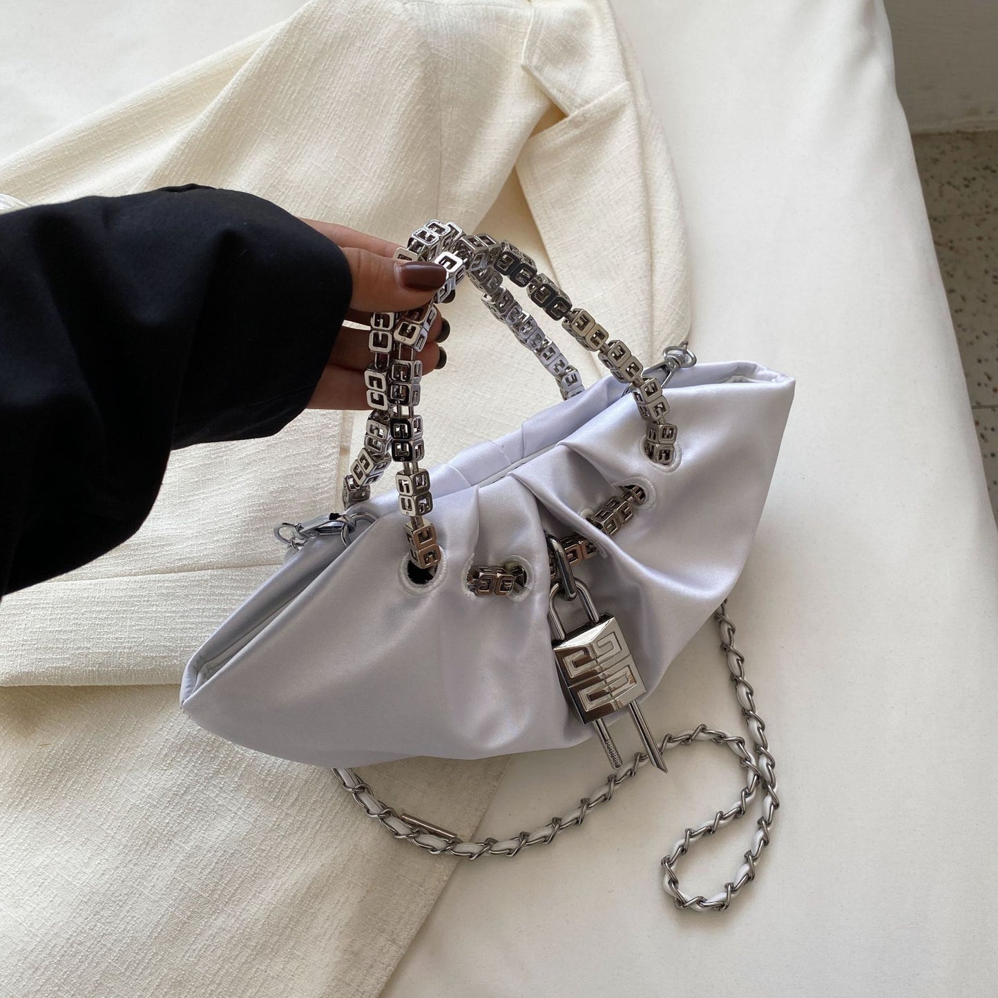 Silk Folds Chain and Jewelry Bag - Orchid Unique