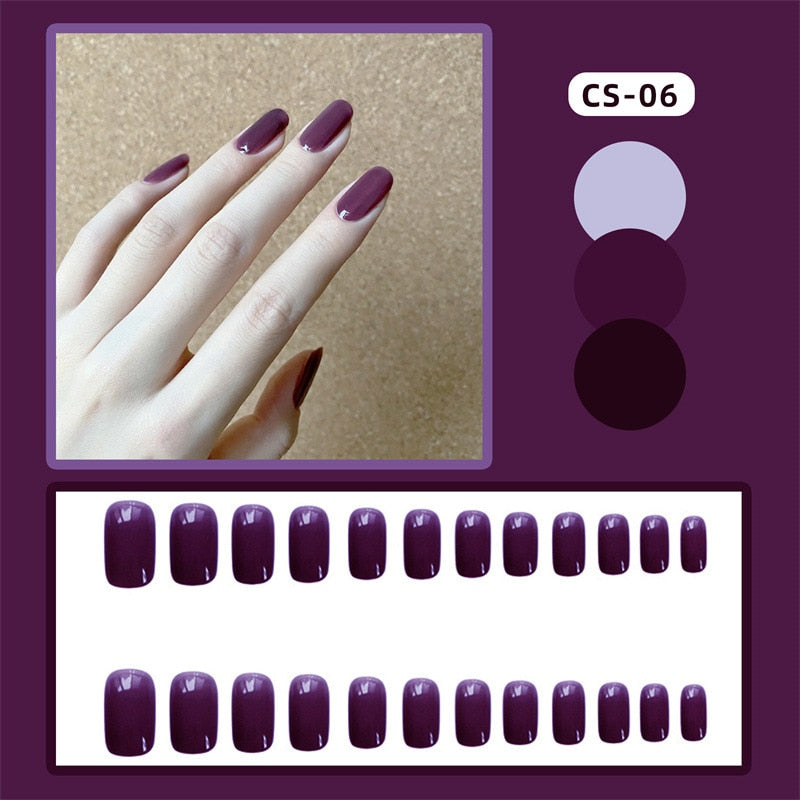 Short Coffin Fake Nails - Orchid Unique
