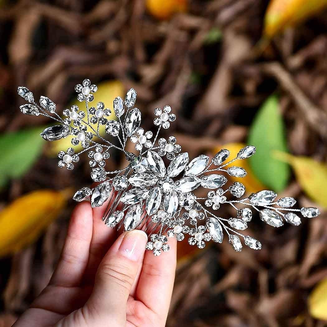 Wedding Hair Comb Pearl Hair Pins and Clips for Women Bride Rhinestone Headdress Bridal Hair Jewelry Accessories Fashion 2023 - Orchid Unique