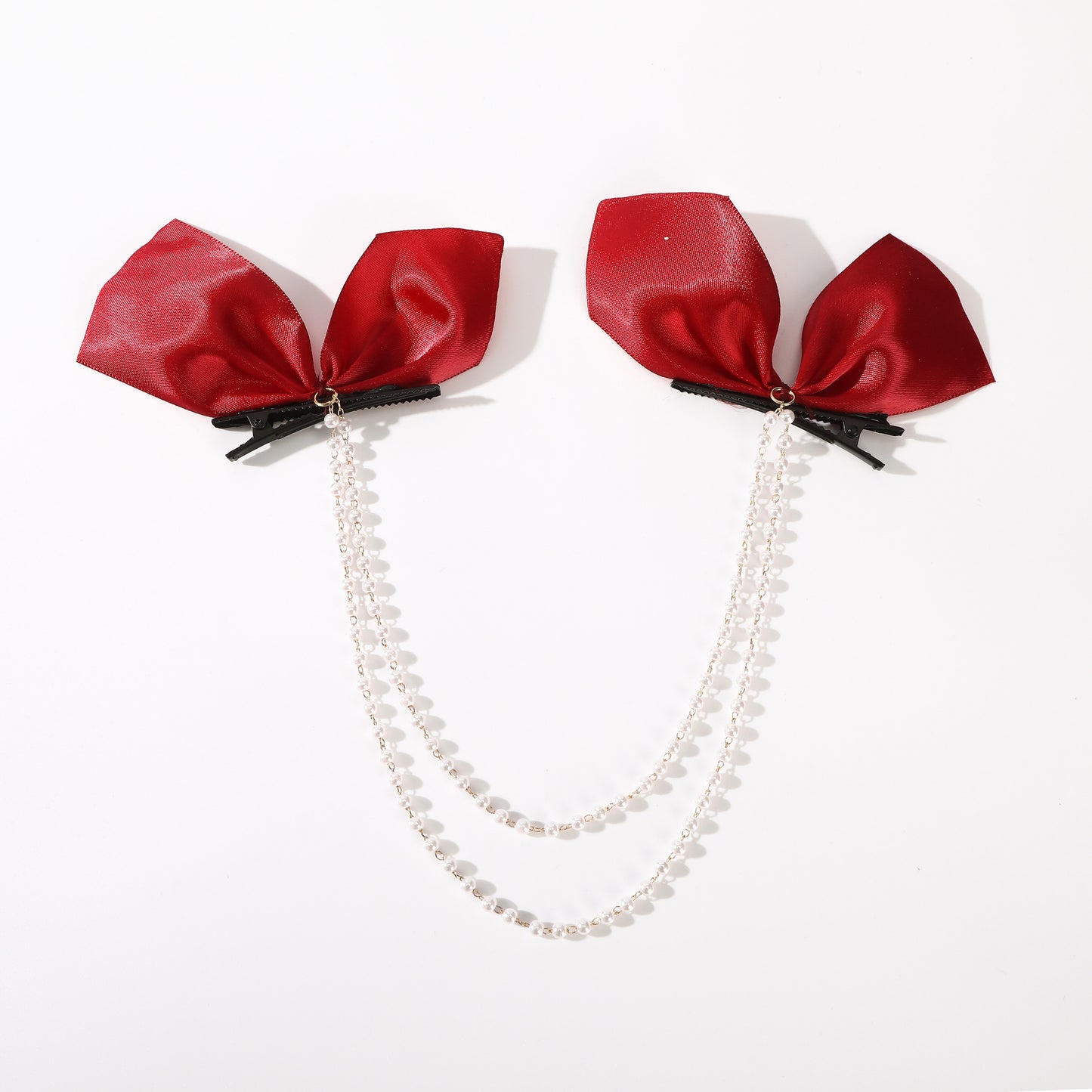 Vintage Bow Pearl Chain Hairpins - Orchid Unique
