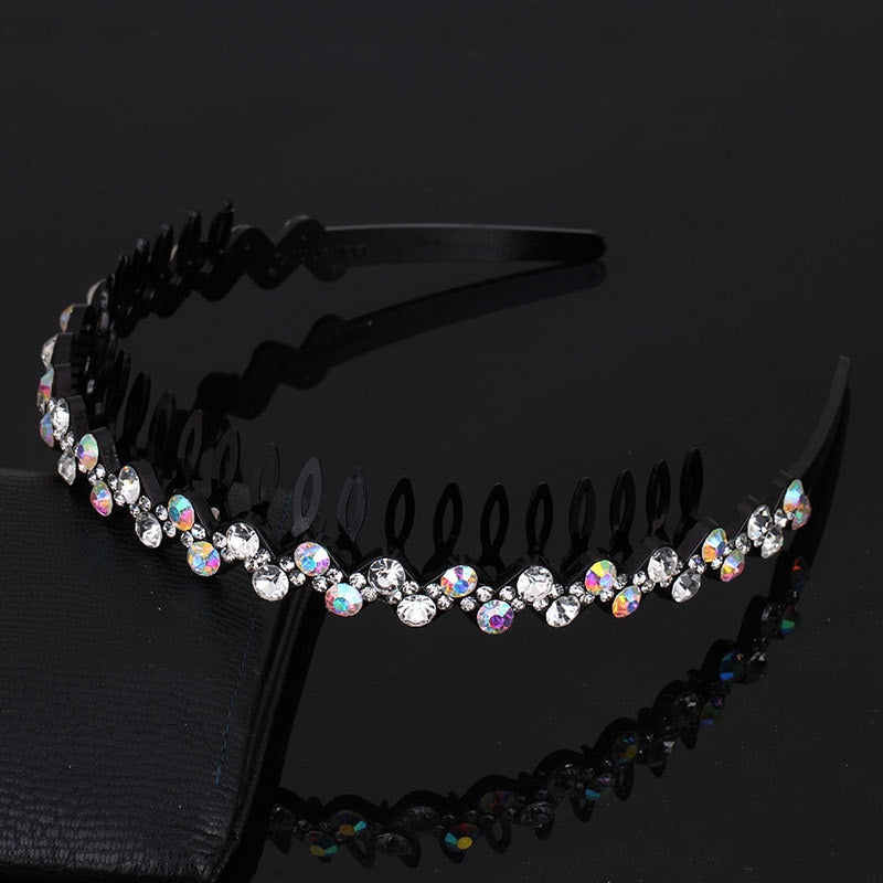 Fashion Pearl Non-Slip Rhinestone Hairbands Elastic Flower Women Hair Hoop Bands Headband Bezel Girls Hair Accessories Headdress - Orchid Unique