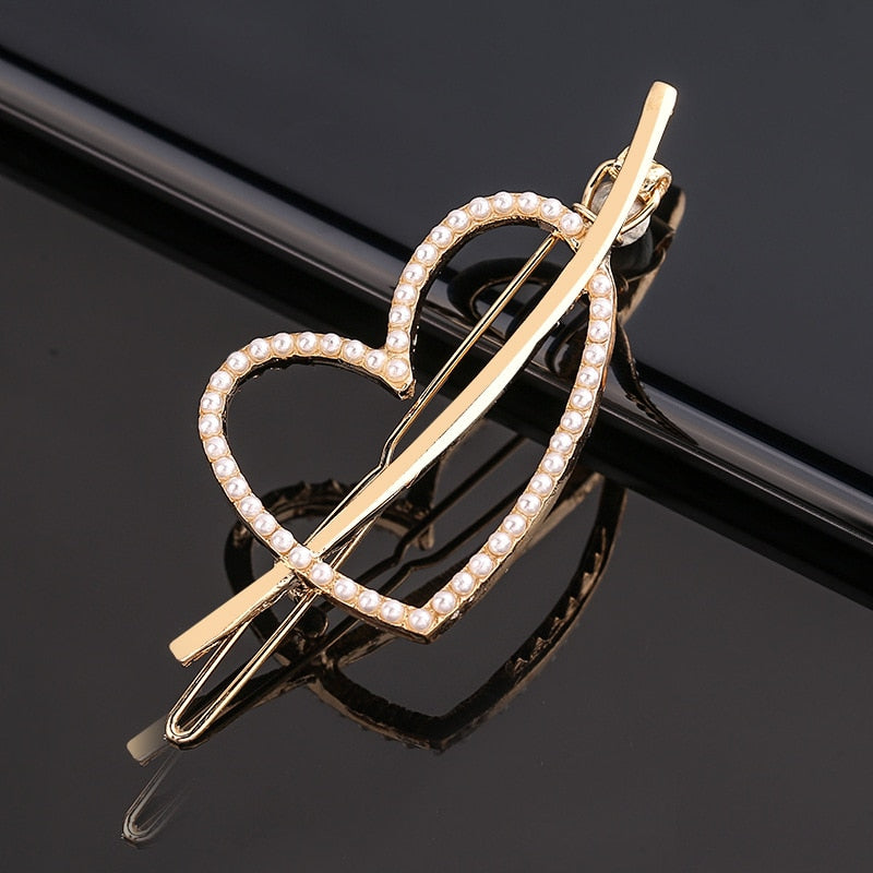 Fashion Pearl Hair Clip Women Girls Elegant Design Triangular Star Round Hairpin Barrette Hair Pins Ponytail Hair Accessories - Orchid Unique