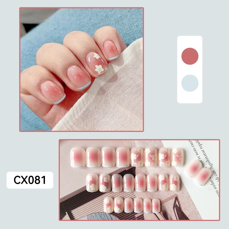 Short Reusable Fake Nails Press on - Orchid Unique