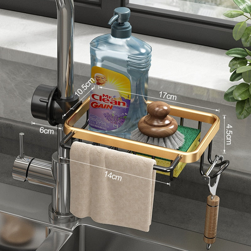 Aluminum Sink Drain Rack & Sponge Storage - Orchid Unique