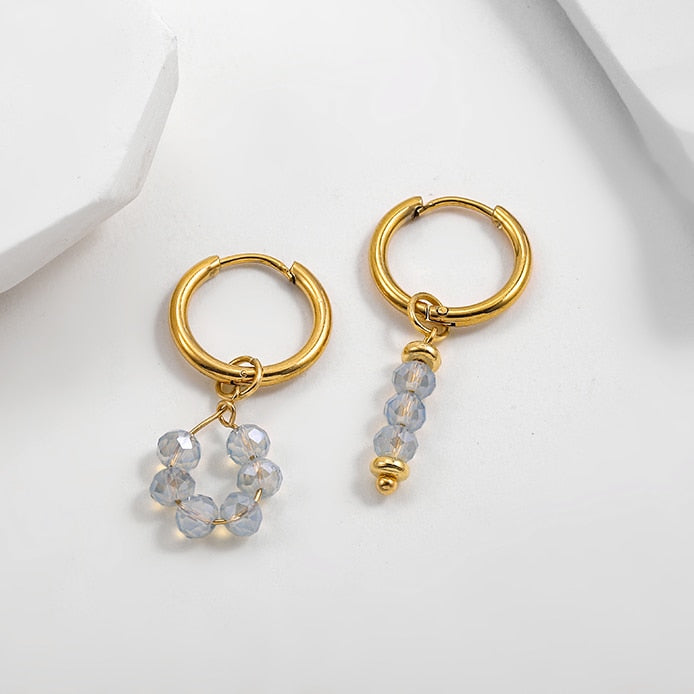 Bohemian Natural Stone Beads Hoop Earrings - Orchid Unique