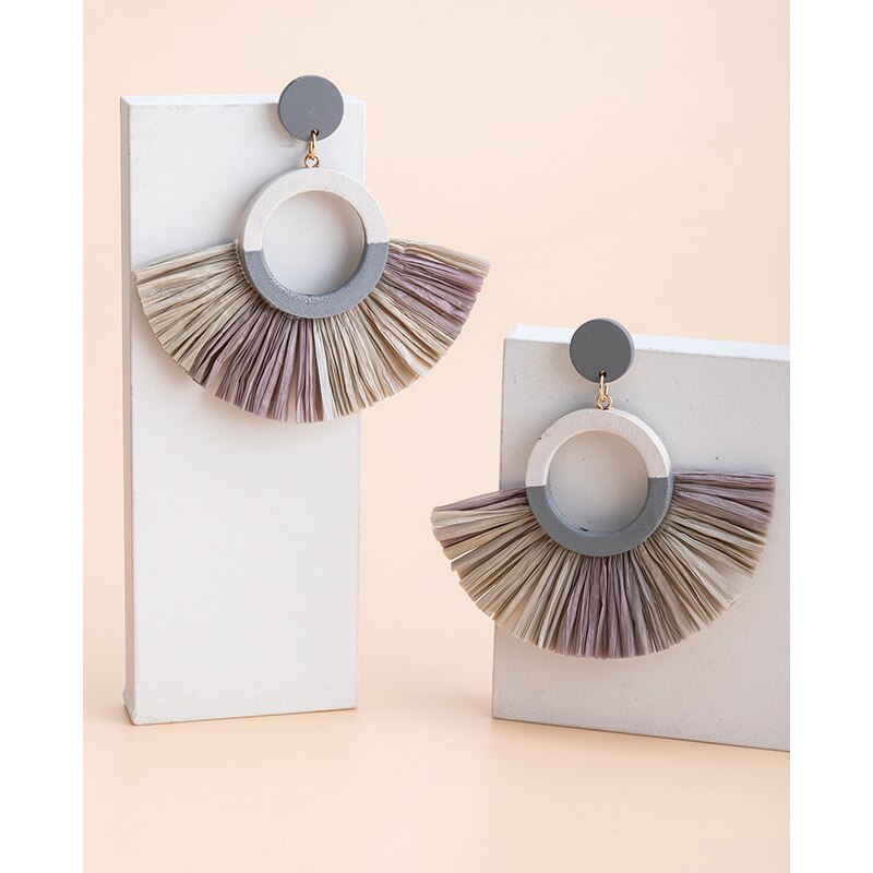 Fashion Handmade Tassel Pendant Earrings - Orchid Unique