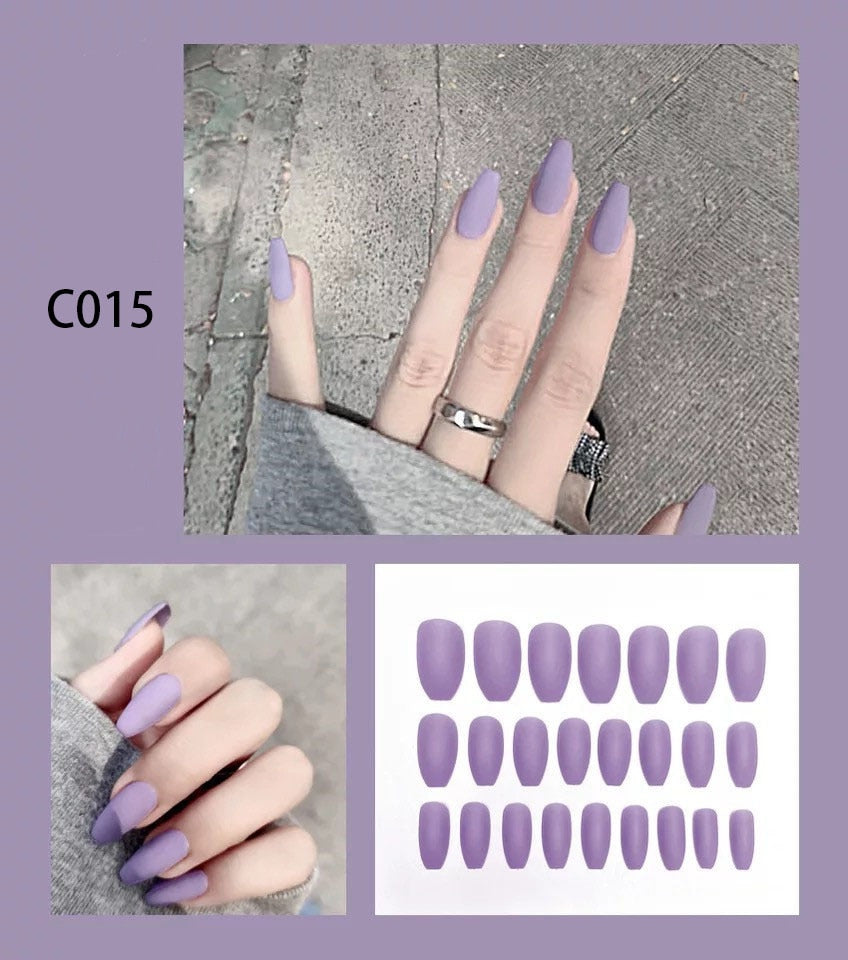 Matte Fake Nails Press on - Orchid Unique