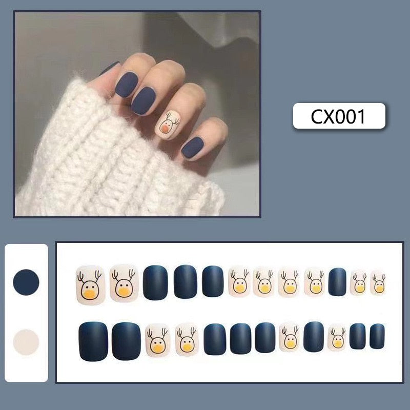 Short Reusable Fake Nails Press on - Orchid Unique