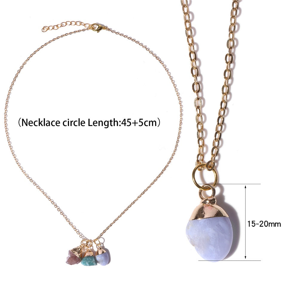 Irregular Mineral Stone Charm Necklace - Orchid Unique