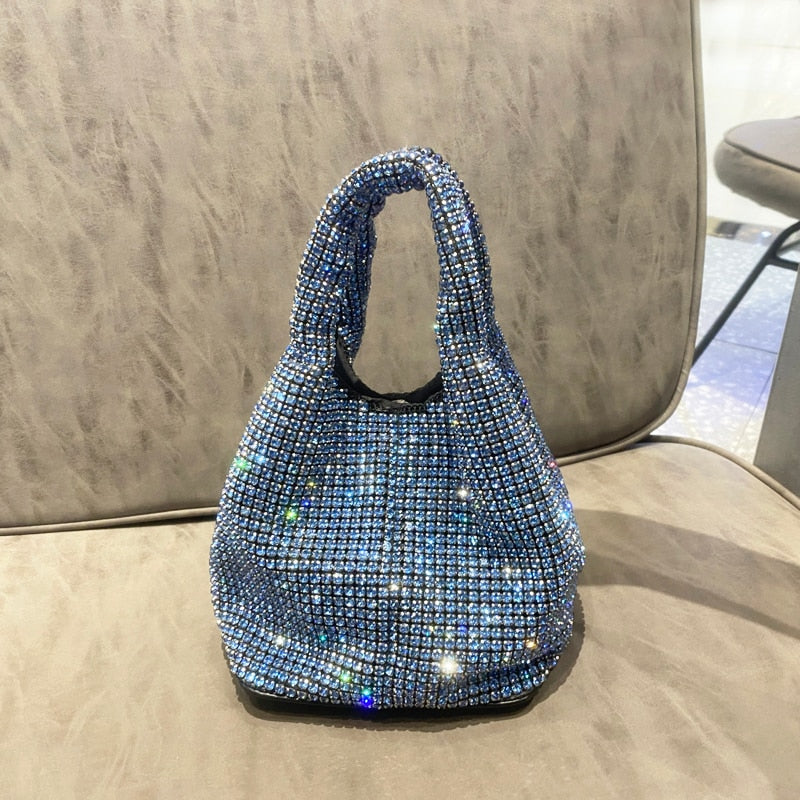 Shiny Crystal Clutch purse bucket Shoulder bag rhinestone Handmade purses and handbags luxury Designer Evening clutch Bag Purse - Orchid Unique