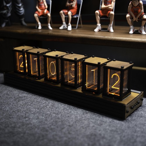 Luxury Nixie Glow Tube Clock Wood - Orchid Unique