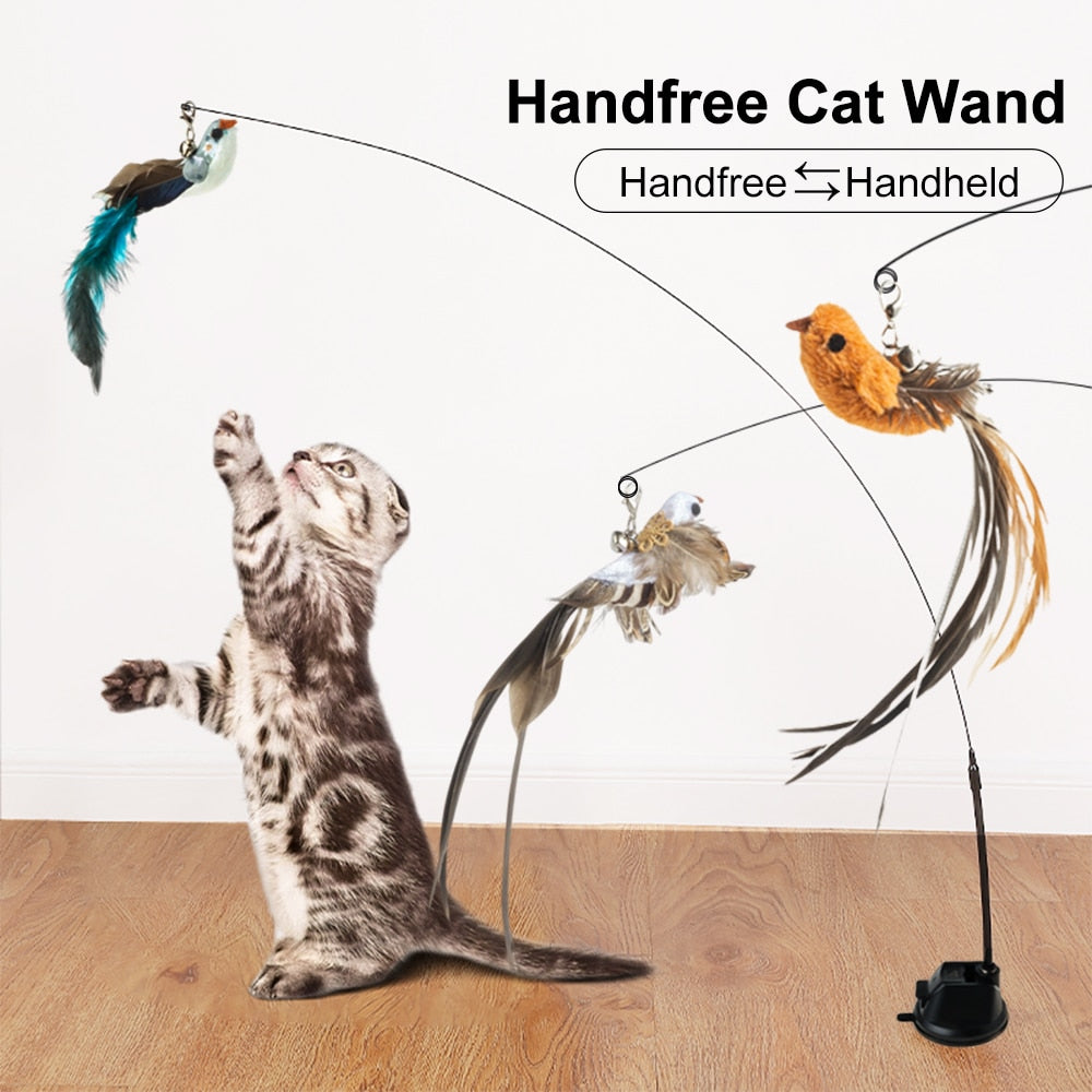 Handsfree Bird/Feather Cat Wand - Orchid Unique
