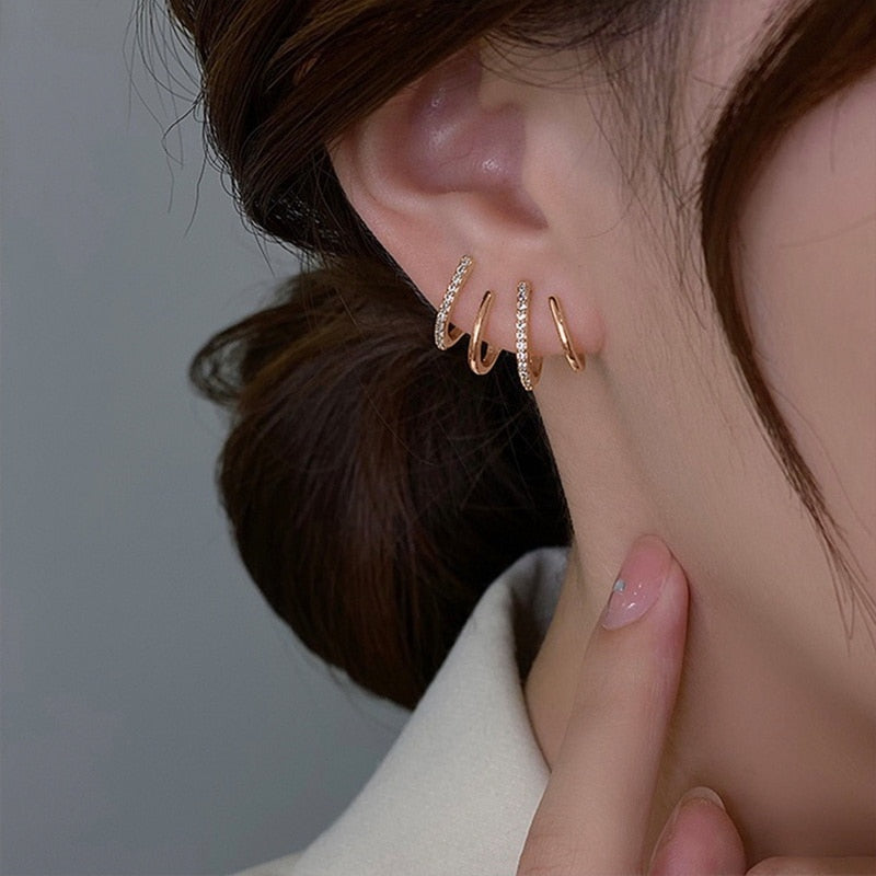 Shiny Four Claws Earrings Dainty Zircon Earring - Orchid Unique