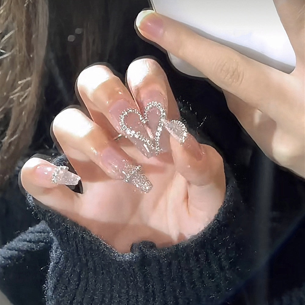 Glitter Press On Nails Korean Style - Orchid Unique