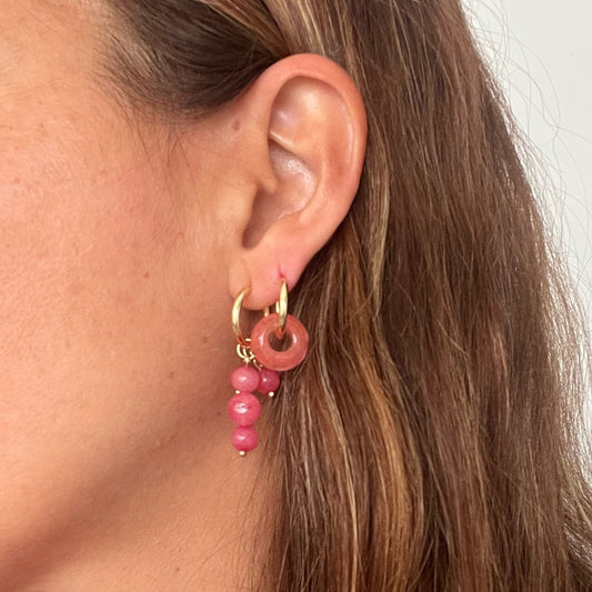 Bohemian Natural Stone Beads Hoop Earrings - Orchid Unique