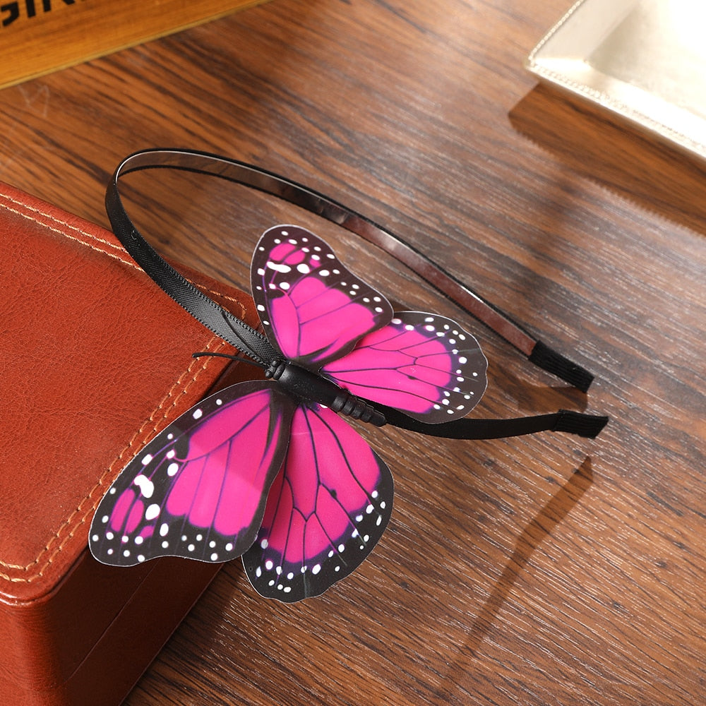 Haimeikang Handmade Blue Butterfly Headband Big Ladies Costume Hair Accessories Show Ladies Tea Show Hairband Headpieces - Orchid Unique