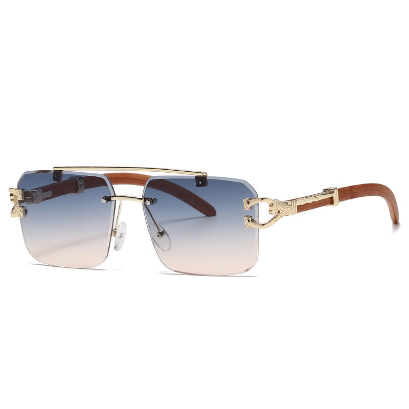 Retro Wood Printing Square Sunglasses - Orchid Unique