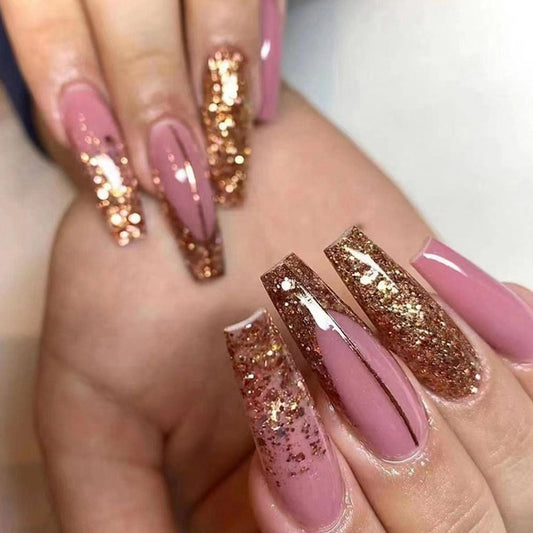 Long Coffin False Nails - Orchid Unique