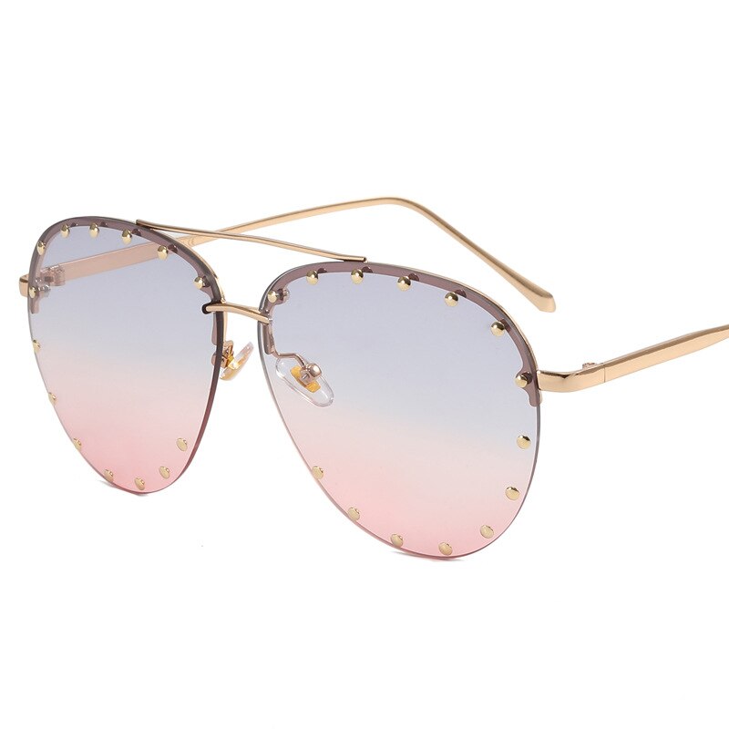 Metal Rivet Pilot Sunglasses - Orchid Unique