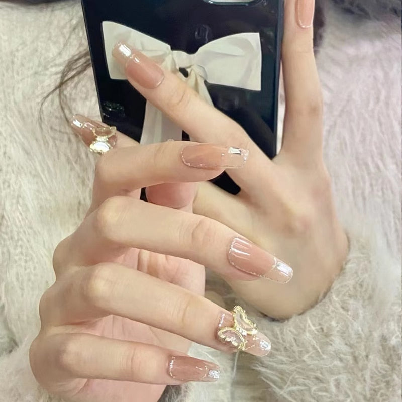 Glitter Butterfly False Nails - Orchid Unique