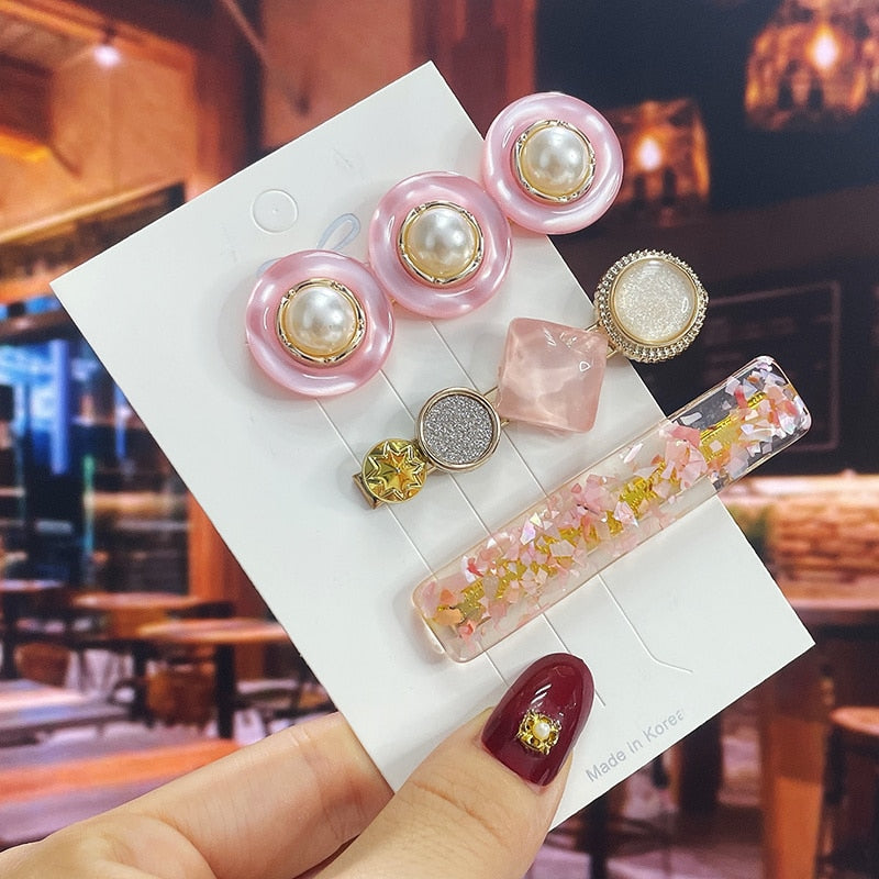 Fashion Pearl Acrylic Hair Clips - Orchid Unique