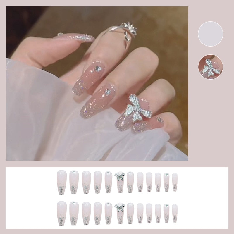 Glitter Butterfly False Nails - Orchid Unique