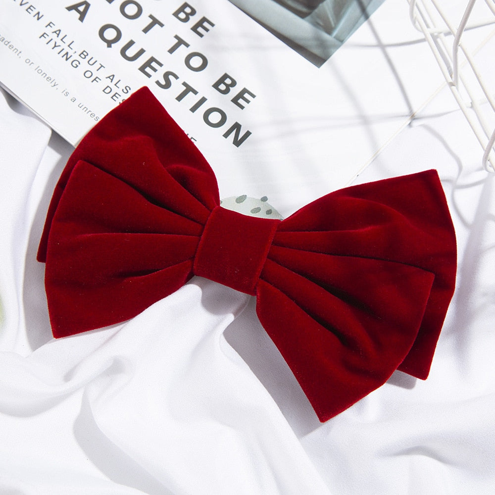 New Black Velvet Bow Hair Pins Elegant Fabric Alloy Roses Hair Clips for Women Fashion ponytail Barrette Heawear Accessories - Orchid Unique