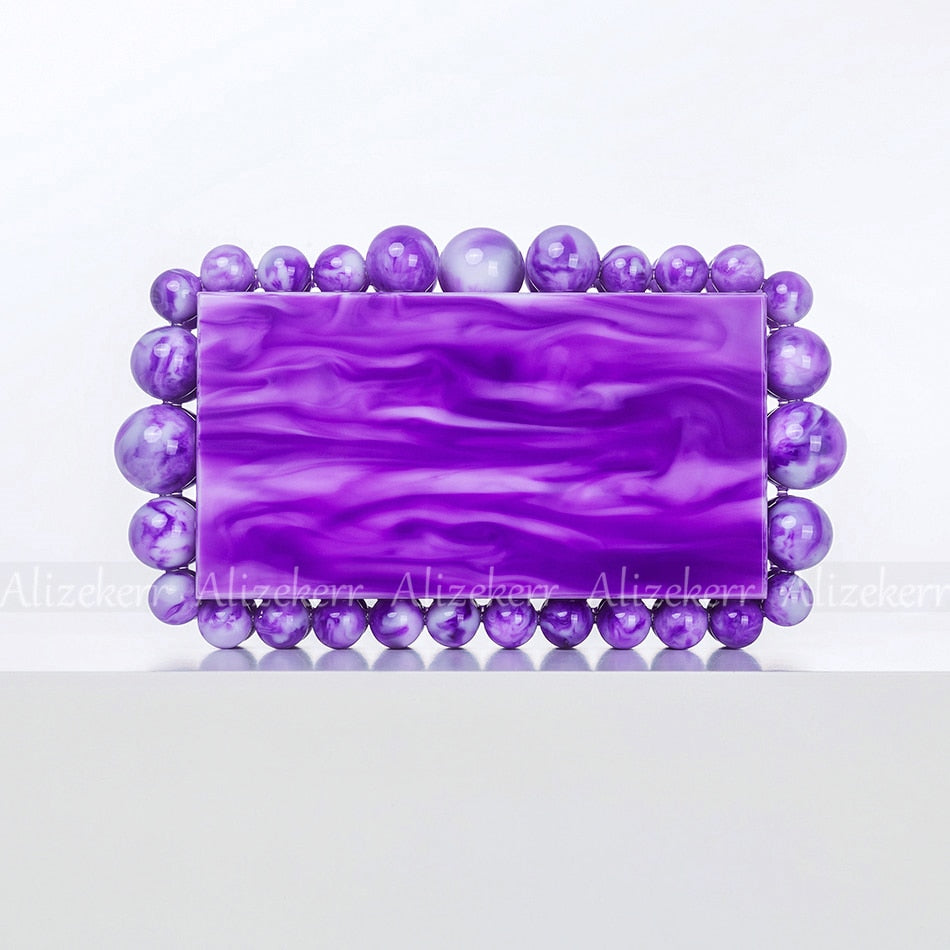 Women Clear Acrylic Box Evening Clutch Bags - Orchid Unique